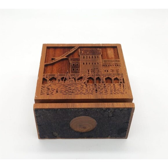 Vintage Walnut Wood Laser Engraved Desk Accessory Office Decor, Nautical Coastal - Picture 10 of 12